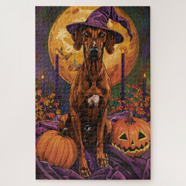 Puzzle Chien Rhodesian Ridgeback Citrouille de Sorcière H (Vertical)