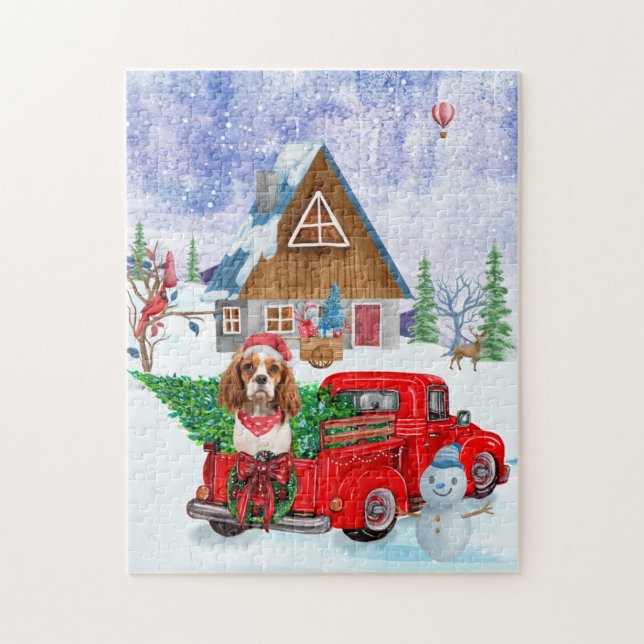 Puzzle Chien Roi Cavalier En Livraison De Noël Camion Nei (Vertical)