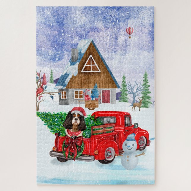 Puzzle Chien Roi Cavalier En Livraison De Noël Camion Nei (Vertical)