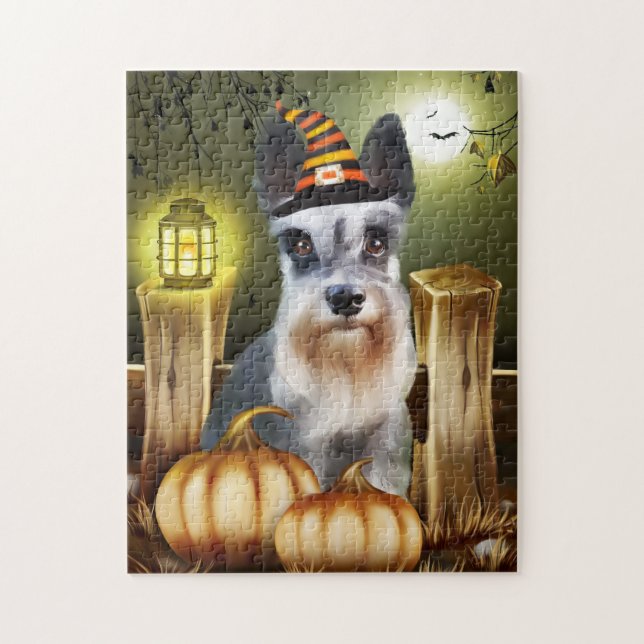 Puzzle Chien schnauzer miniature avec Casquette sorcier H (Vertical)