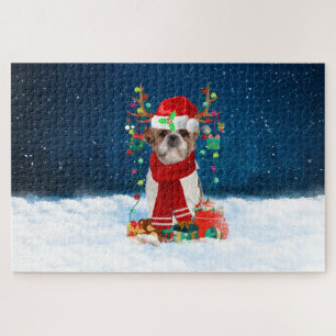 Puzzle Chien Shih Tzu avec cadeaux de Noël