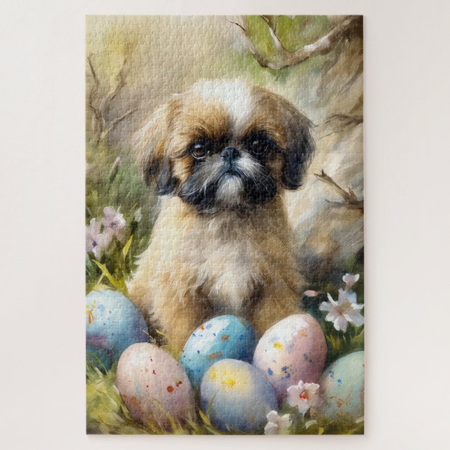 Puzzle Chien Shih Tzu avec Oeufs de Pâques Fête (Vertical)