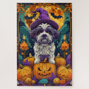 Puzzle Chien Shih Tzu Halloween Sorcière Et Citrouille Ép