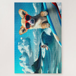 Puzzle Chien sur le Surboard portant des lunettes de sole