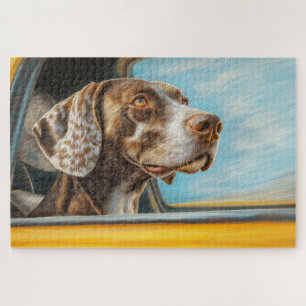Puzzle Chien tacheté sur une voiture Aventure Art Imprime