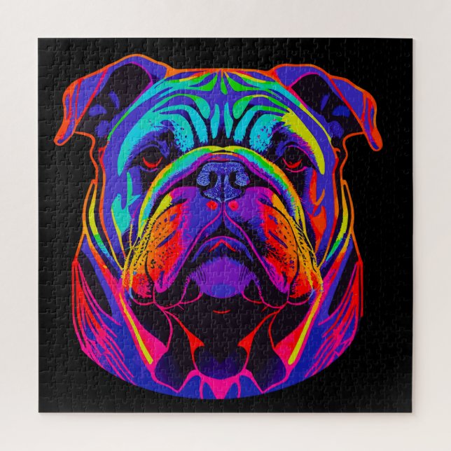 Puzzle Chien-taureau de style clair noir multicouleur vib (Vertical)