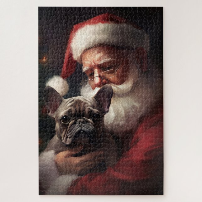 Puzzle Chien-taureau français avec Noël Festif du Père No (Vertical)