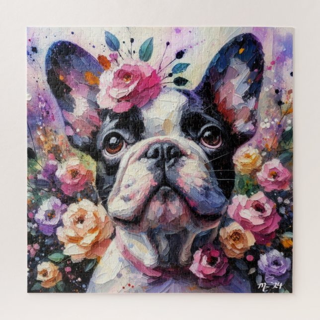 Puzzle Chien-taureau français avec peinture impressionnis (Vertical)