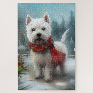 Puzzle Chien Terrier West Highland White dans la neige de