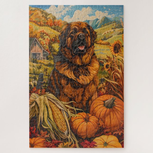 Puzzle Chien tibétain Mastiff automne récolte Thanksgivin (Vertical)