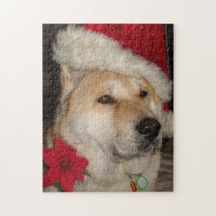 Puzzle chien très mignon habillé pour noël