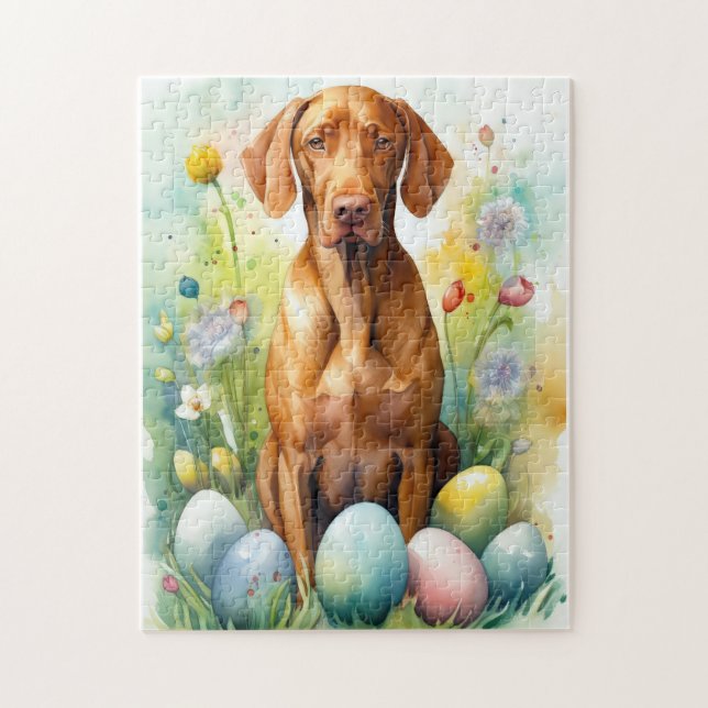 Puzzle Chien Vizsla avec oeufs de Pâques vacances (Vertical)