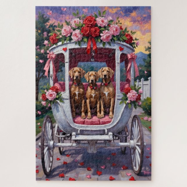 Puzzle Chien Weimaraner Saint-Valentin  (Vertical)