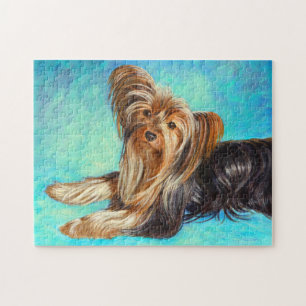 Puzzle Chien Yorkie Noir, Peinture Acrylique