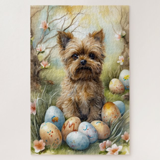 Puzzle Chien Yorkipoo Avec Oeufs De Pâques Vacances (Vertical)