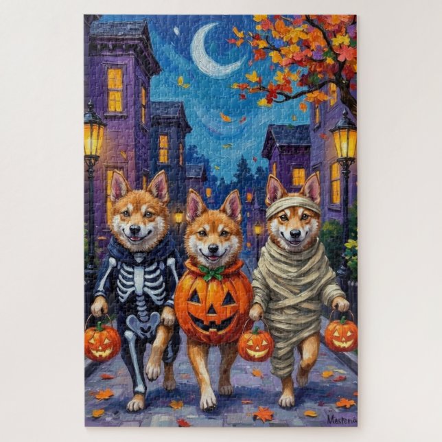 Puzzle Chiens Akita faisant Trick-or-Treating dans des co (Vertical)