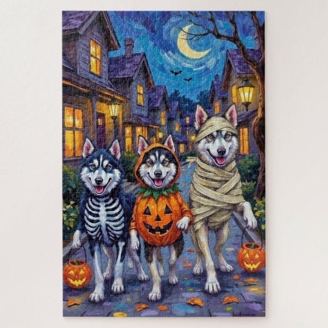 Puzzle Chiens Alaskan Malamute Trick-or-Treating Hallowee (Vertical)