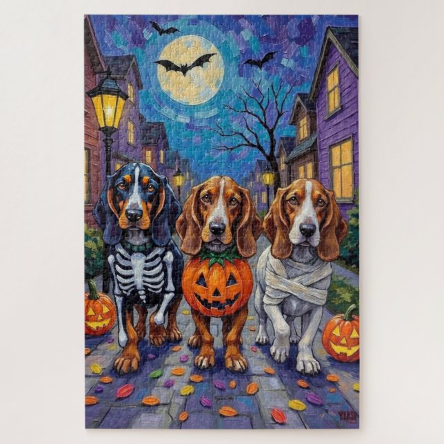Puzzle Chiens Basset Hound faisant Trick-or-Treating pour (Vertical)