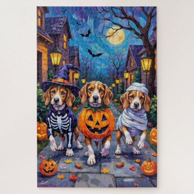 Puzzle Chiens Beagle faisant Trick-or-Treating dans un co (Vertical)