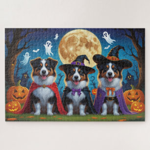 Puzzle Chiens bergers australiens Citrouille Halloween dr