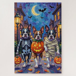 Puzzle Chiens Boston Terrier faisant Trick-or-Treating po