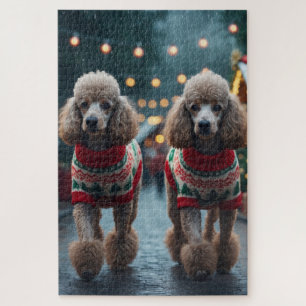 Puzzle Chiens Caniches Noël Neige Fêtes 