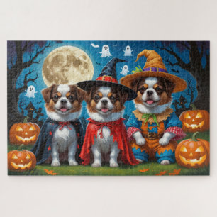 Puzzle Chiens Chin Japonais Citrouille Halloween drôle