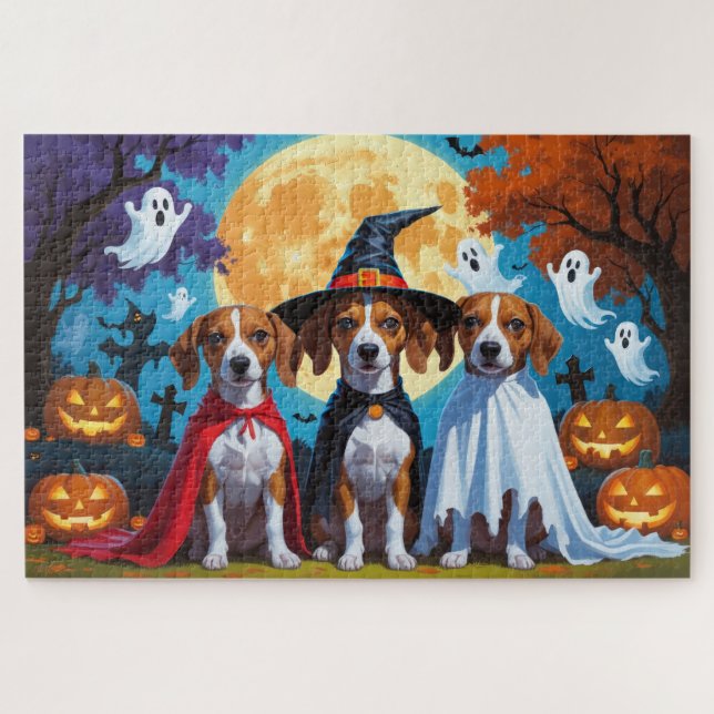 Puzzle Chiens de Basenji Citrouille Halloween drôle (Horizontal)