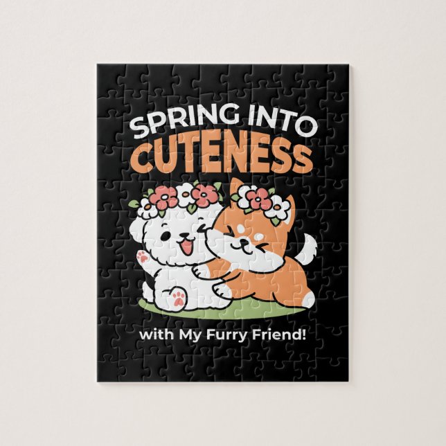 Puzzle Chiens de jeu avec Flower Crowns - Fun Spring Them (Vertical)