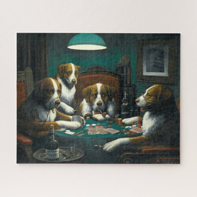Puzzle Chiens de l'époque victorienne jouant au poker par (Horizontal)