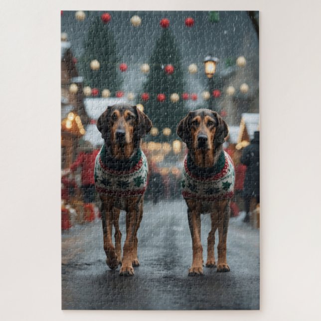 Puzzle Chiens de loup Noël Neige Fêtes (Vertical)