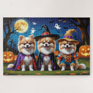 Puzzle Chiens de Poméranie Citrouille Halloween Funny