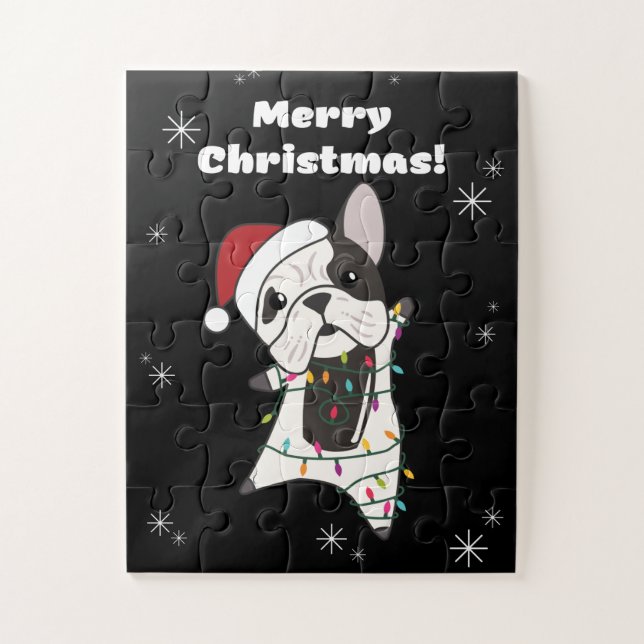Puzzle Chiens de taureau Joyeux animaux d'hiver de Noël (Vertical)
