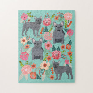 Puzzle Chiens de taureaux français gris Vintage Floral