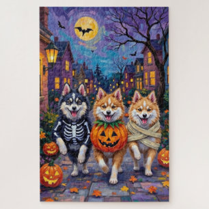 Puzzle Chiens d'Esquimau Américain Trick or Treating Hall