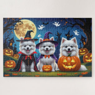 Puzzle Chiens d'Esquimau américains Citrouille Halloween 