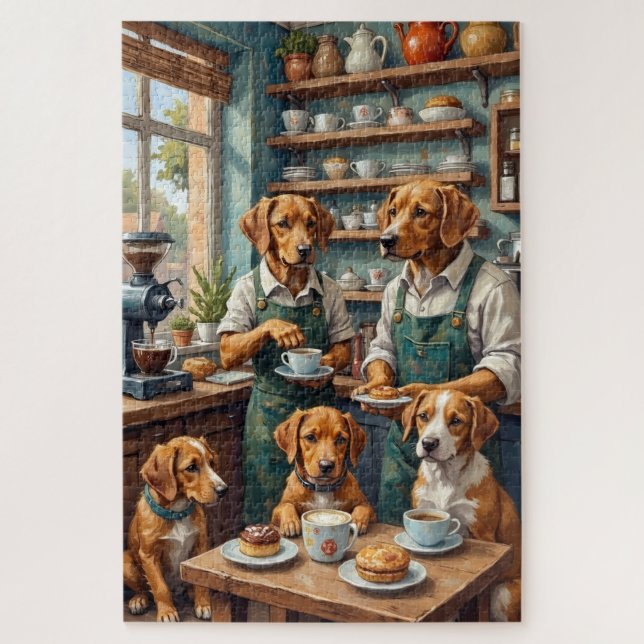 Puzzle Chiens drôles gérant une illustration de salon de  (Vertical)
