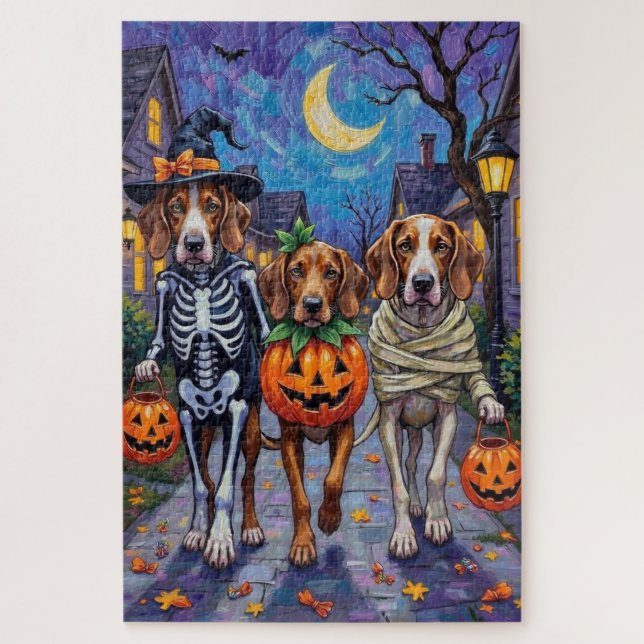 Puzzle Chiens English Foxhound Trick-or-Treating Hallowee (Vertical)