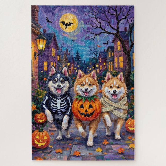 Puzzle Chiens Esquimaux Américains Trick-or-Treating Hall (Vertical)