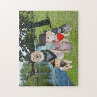 Puzzle Chiens et chats dans des casquettes de cowboy