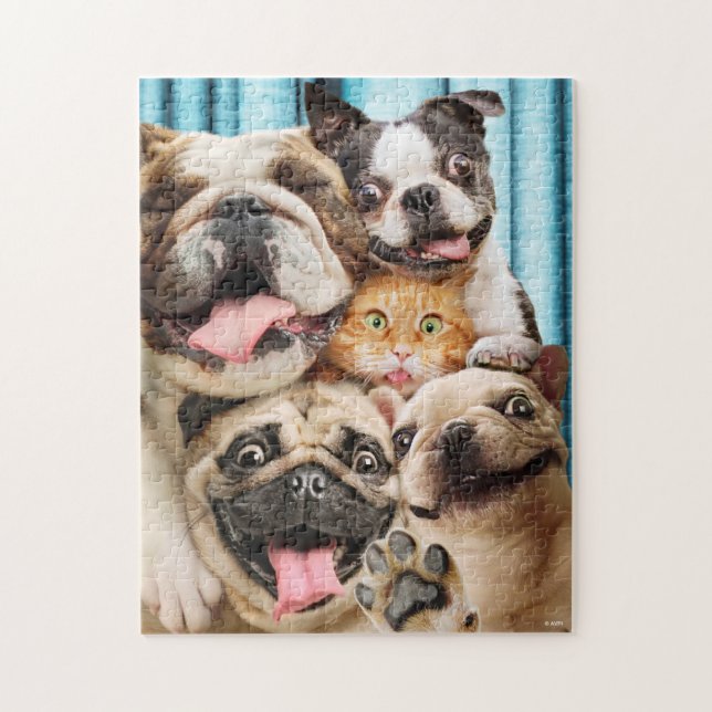 Puzzle Chiens et photo d'un groupe de chats (Vertical)