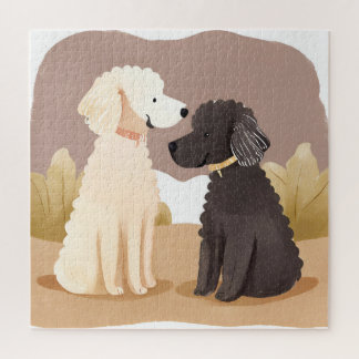 Puzzle Chiens Fluffy | Carte de peinture à l'aquarelle po