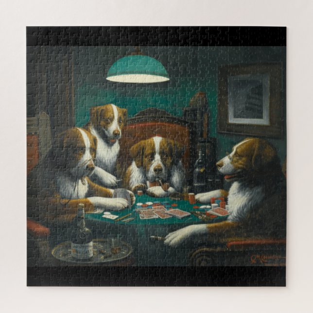 Puzzle Chiens jouant au poker art par Marcellus Coolidge (Vertical)