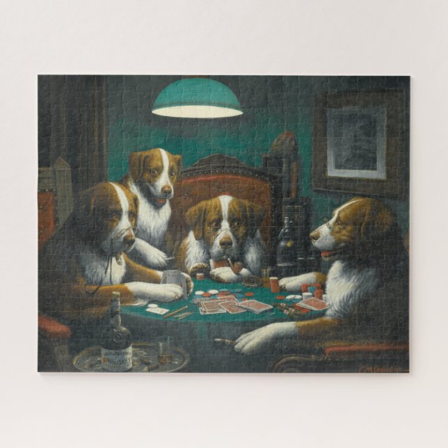 Puzzle Chiens jouant au poker (jeu de carte animale) (Horizontal)