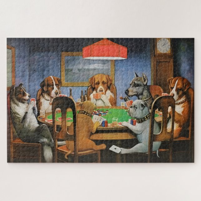 Puzzle Chiens jouant au poker par Cassius Marcellus Cooli (Horizontal)