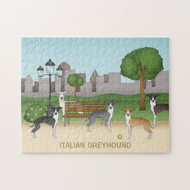 Puzzle Chiens levrettes italiens mignons dans un parc - A (Horizontal)