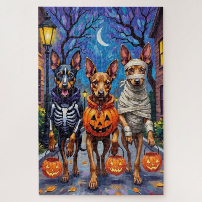 Puzzle Chiens Malinois belges Trick-or-Treating Halloween (Vertical)