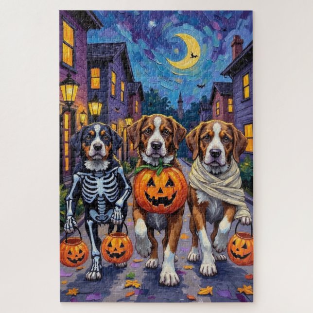 Puzzle Chiens Saint-Bernard en costumes d'Halloween (Vertical)