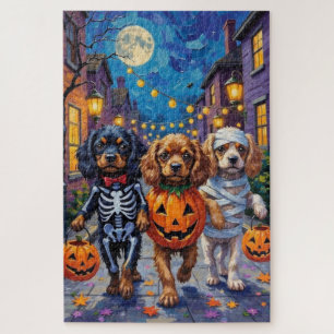 Puzzle Chiens Spaniels Tibétains en Costumes d'Halloween