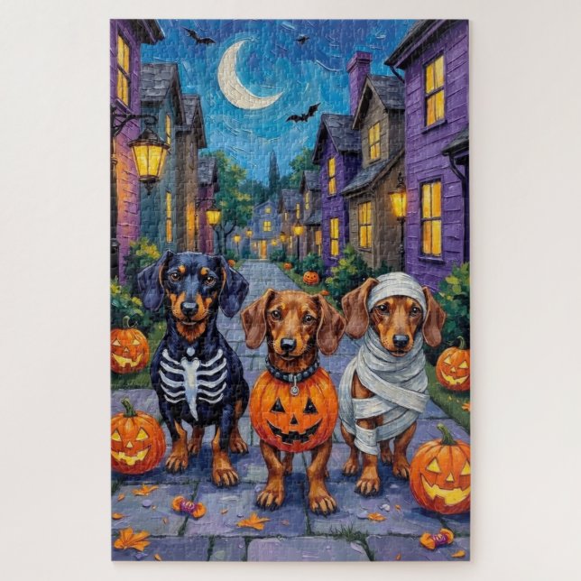 Puzzle Chiens teckel faisant un tour de maisons pour Hall (Vertical)